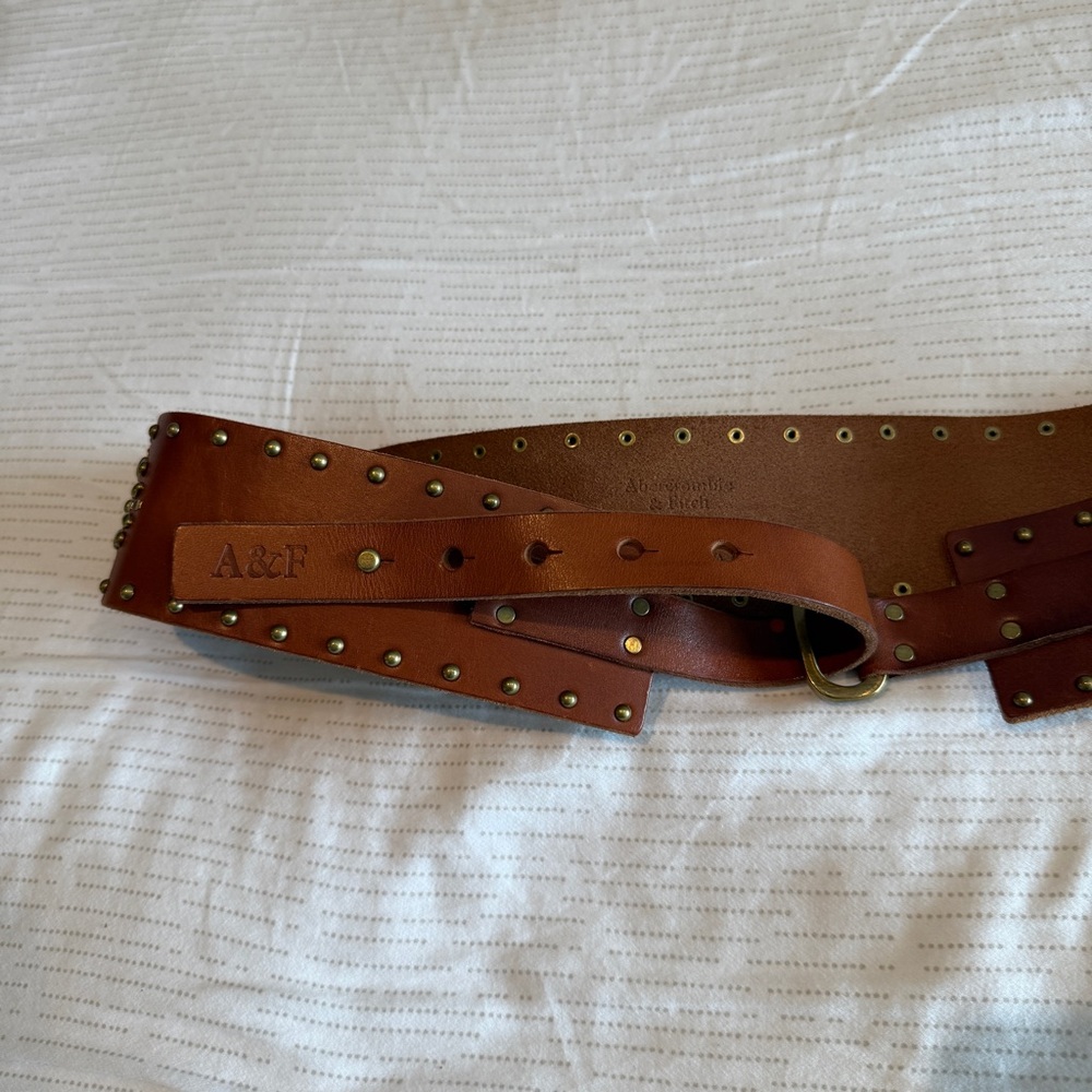 A&F Vintage Brown Leather Belt with Studs XS/S - Picture 5 of 5